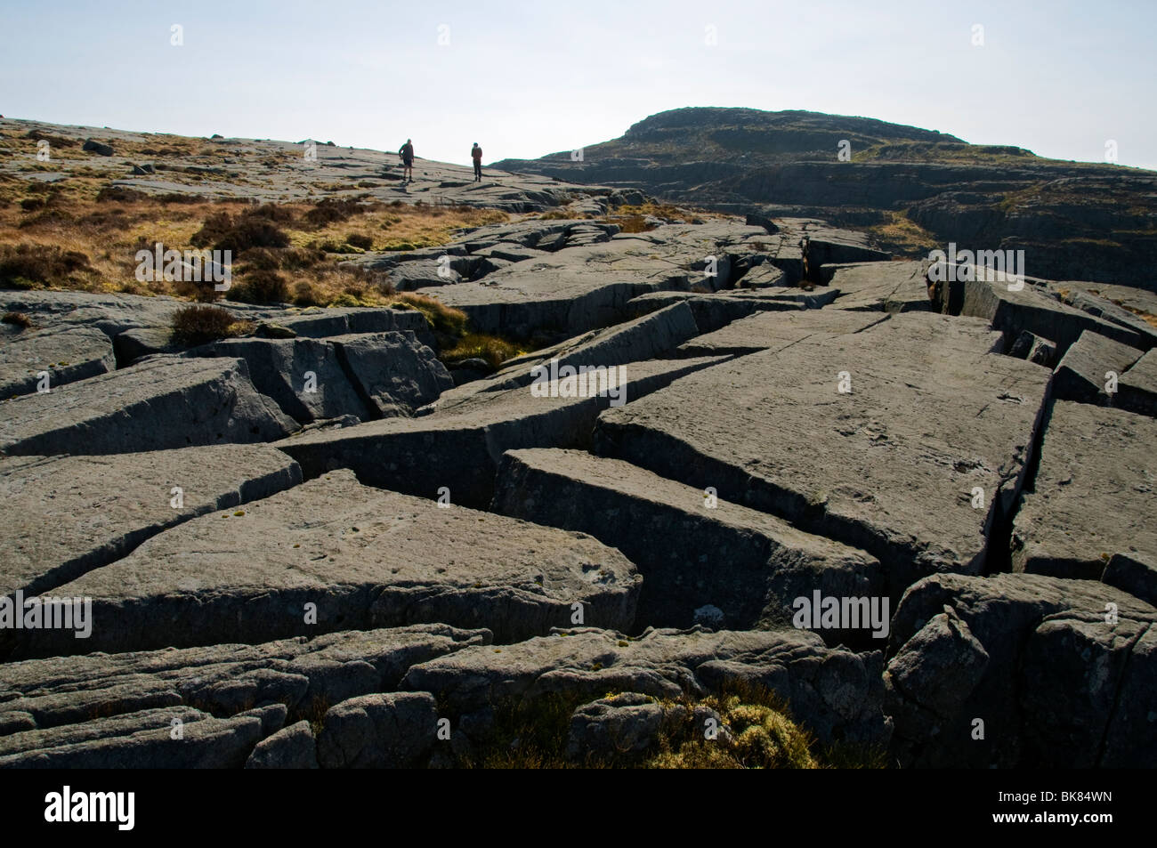 Broken rocky blocks on the ridge of the Rhinog Mountains, Snowdonia, North Wales, UK Stock Photo