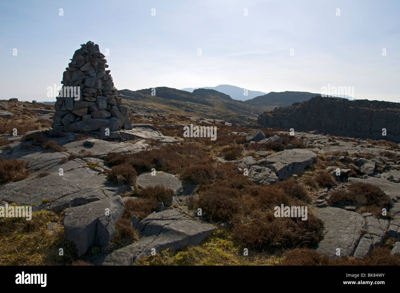 A cairn on the Rhinog Mountains, Snowdonia, North Wales, UK Stock Photo