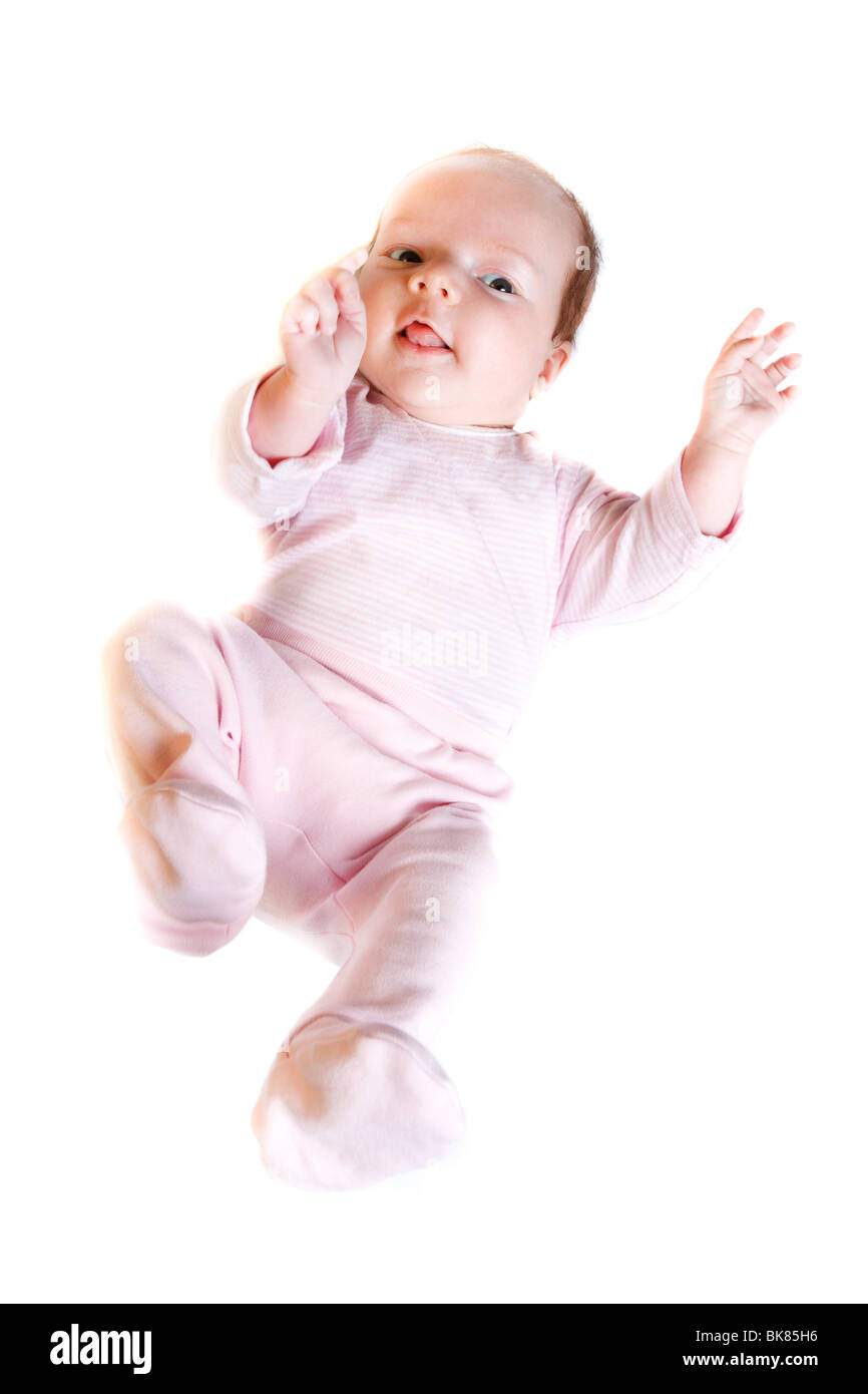 The baby in front of white background. Stock Photo