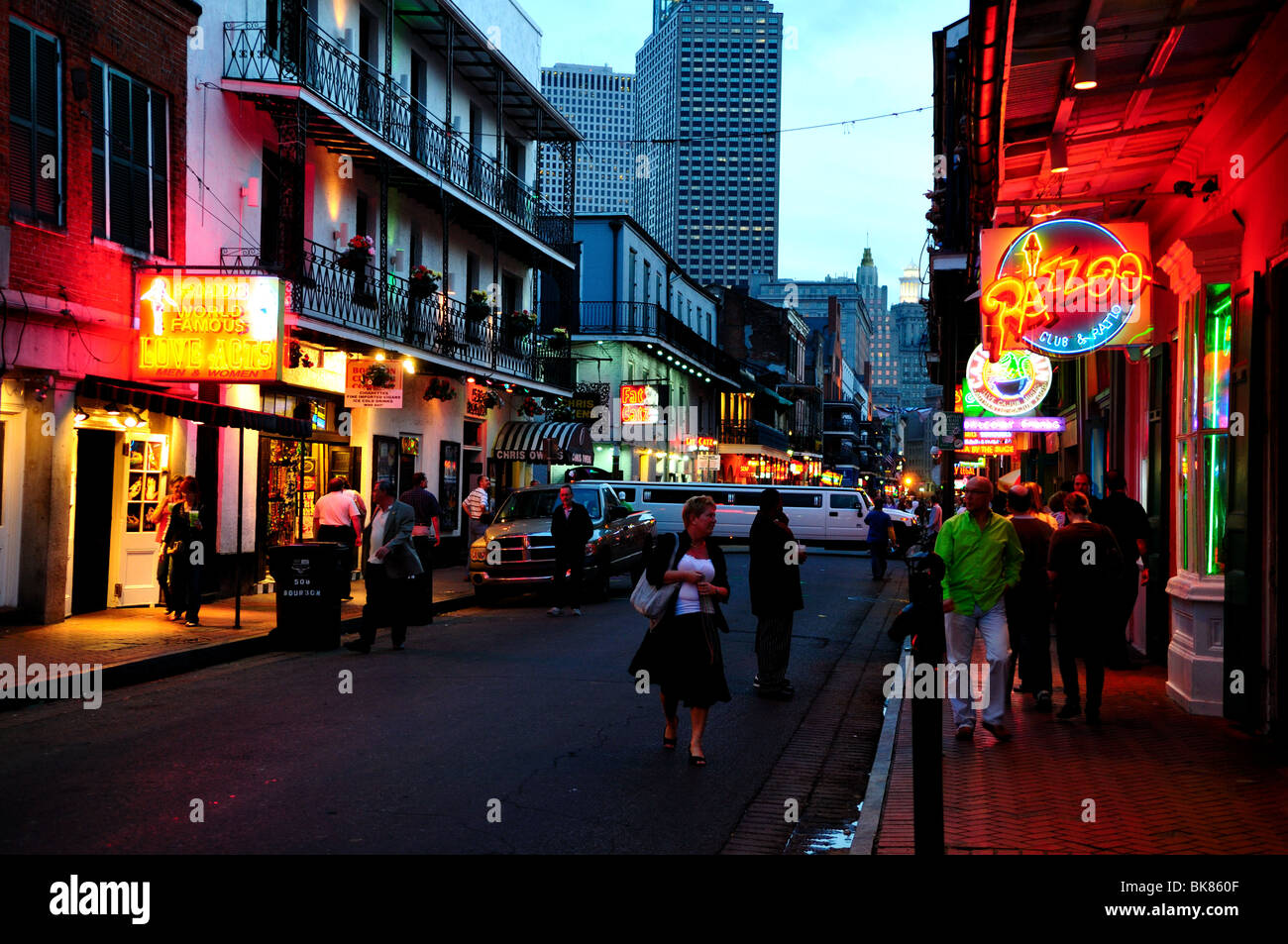 Bourbon Street at night. New Orleans, USA. Stock Photo