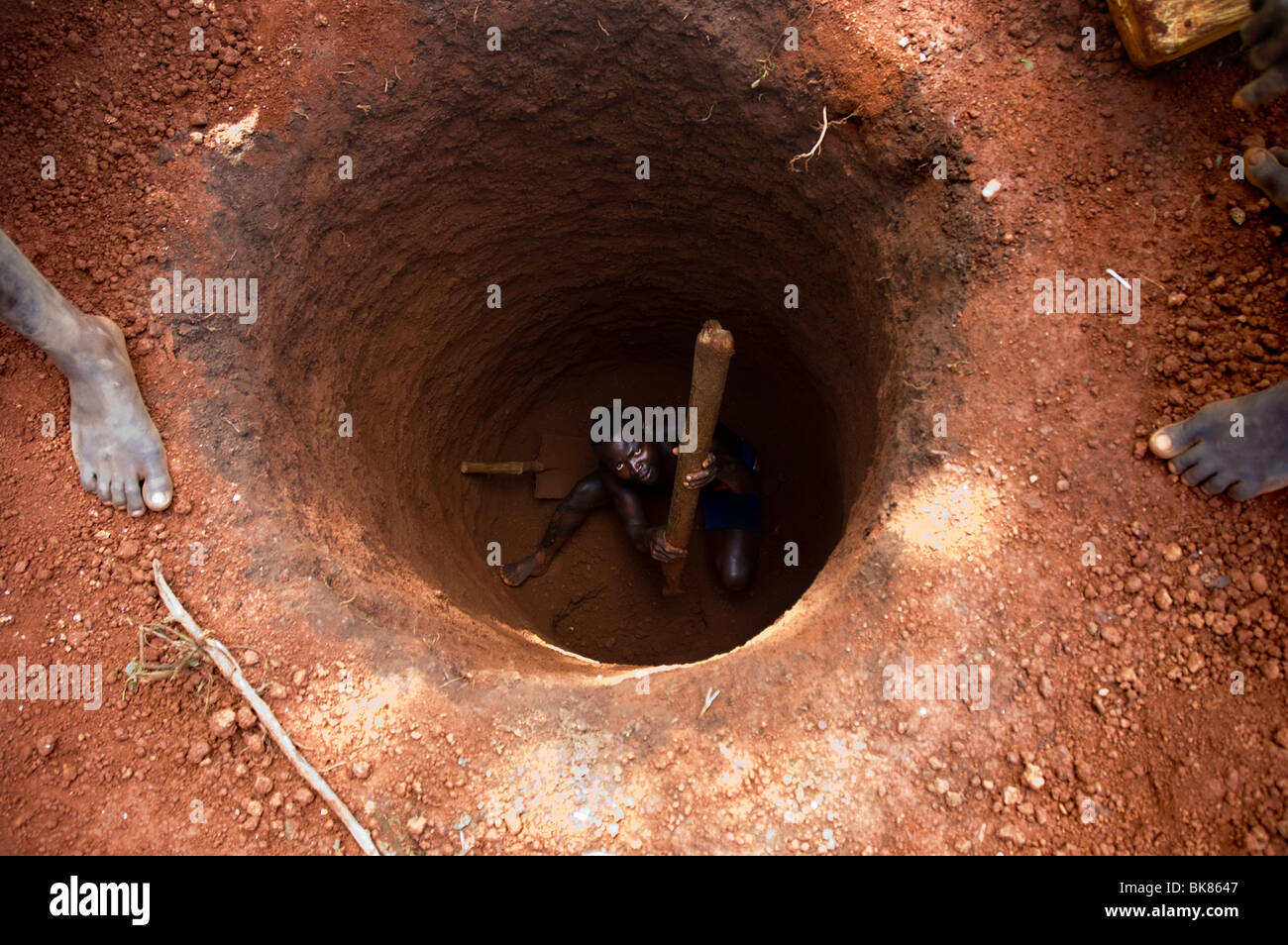 water well being dug manually Stock Photo