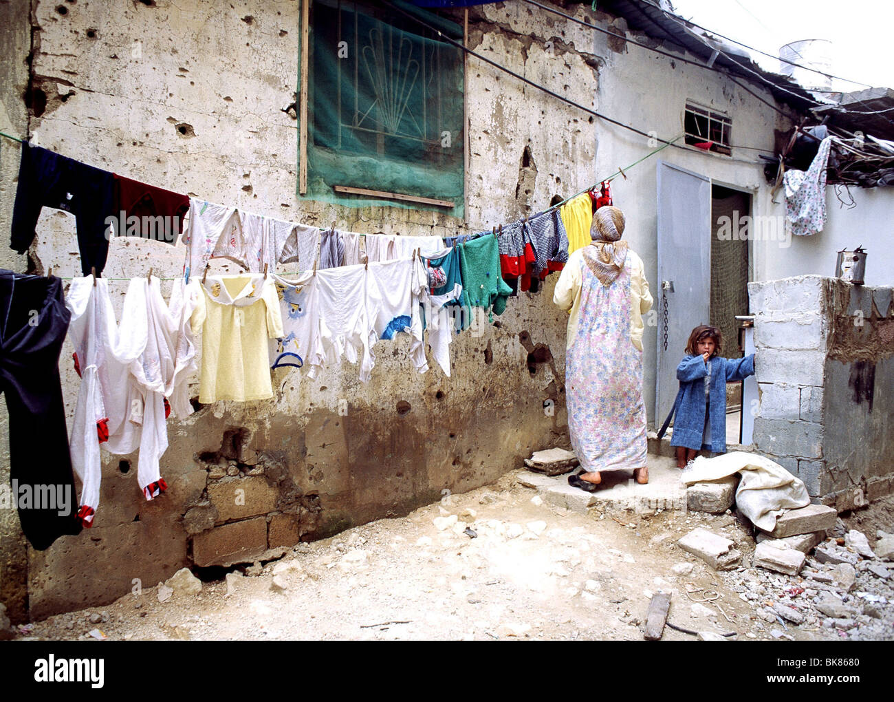 Palestinian camp of Nahr El Bared Tripoli  during the Lebanese civil war Stock Photo