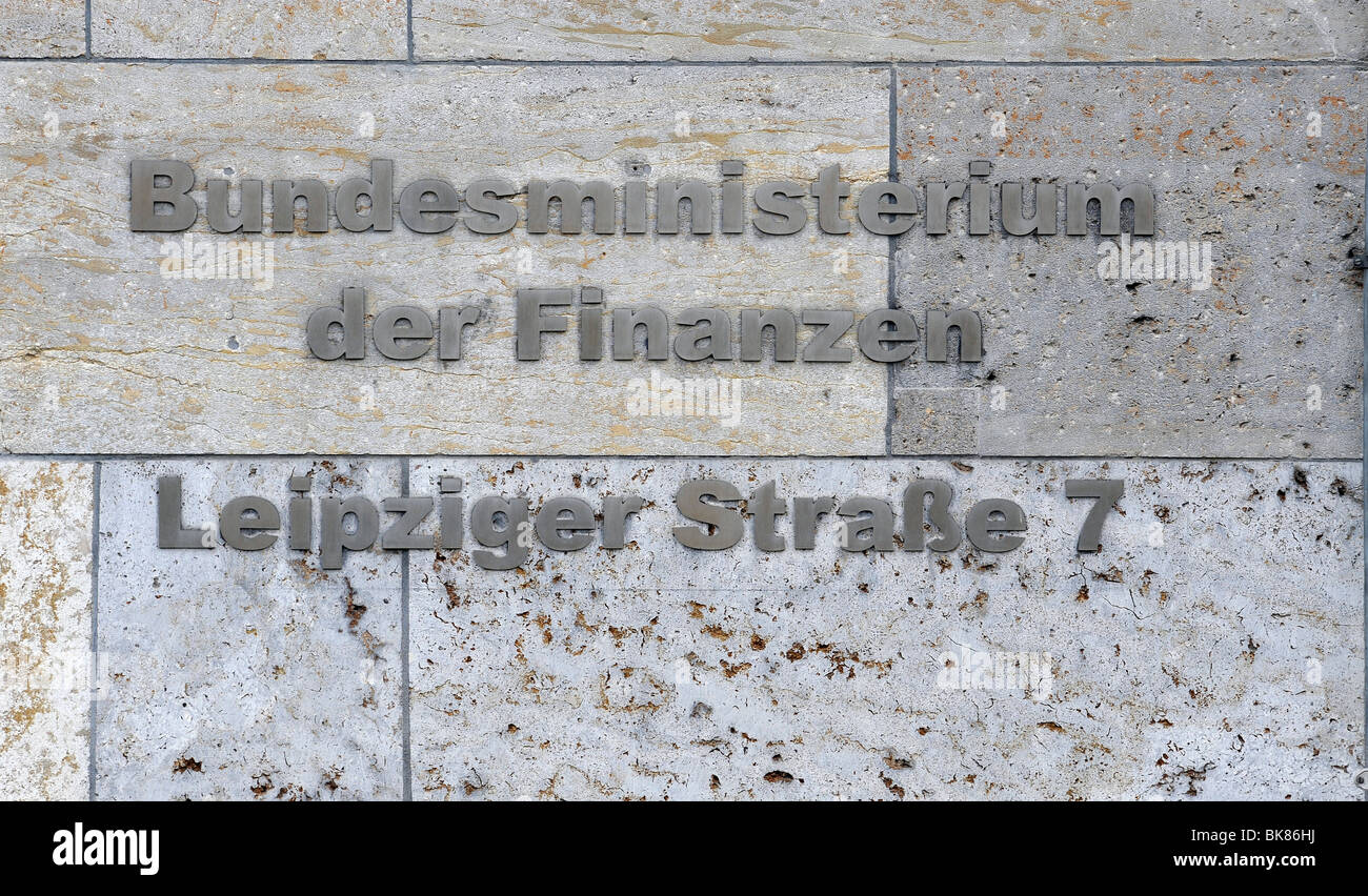 Address of the ministry of finance, Berlin, Germany, Europe Stock Photo Alamy