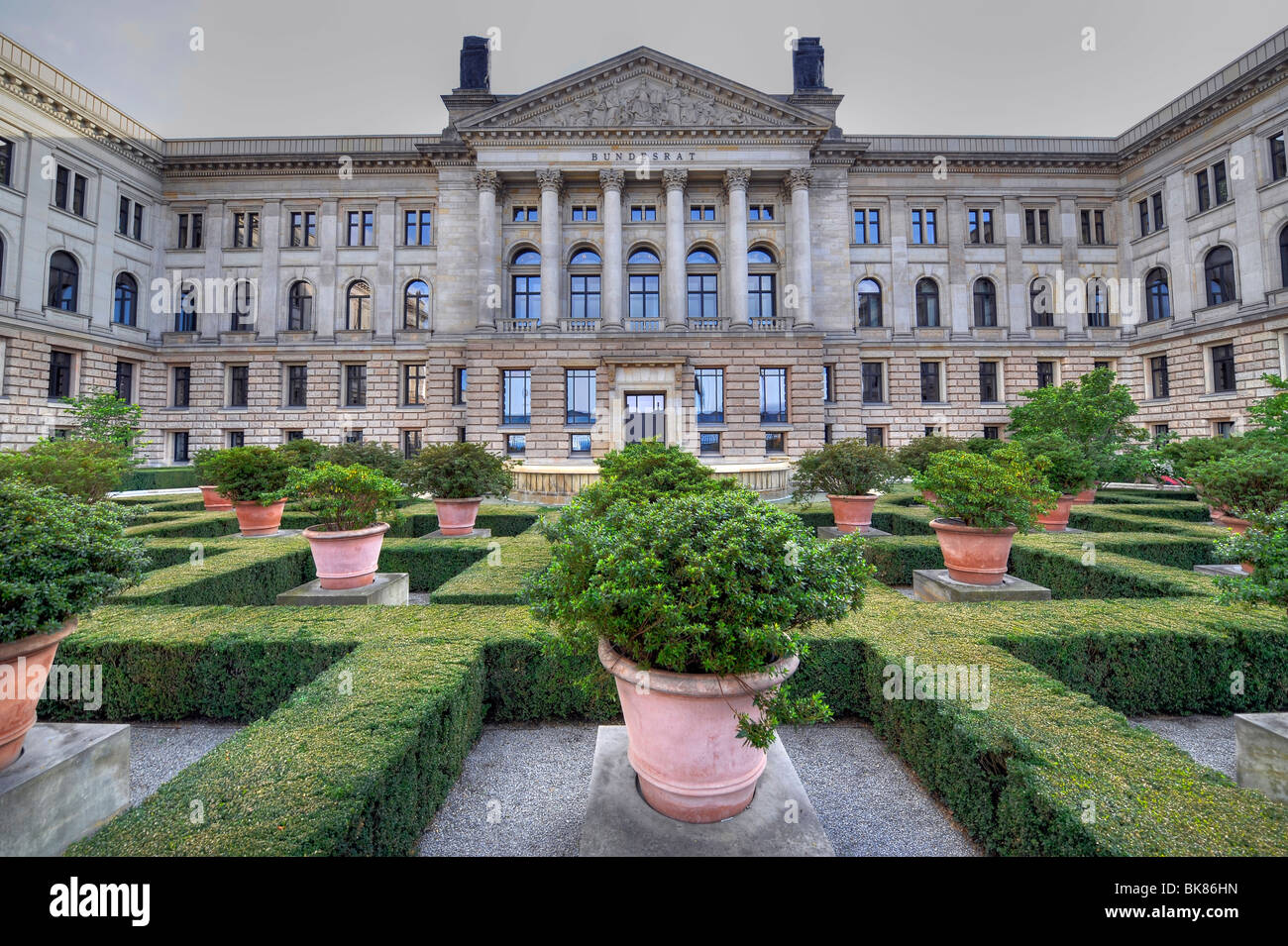 Garden and building and the main entrance to the Federal Assembly, Berlin, Germany, Europe Stock Photo