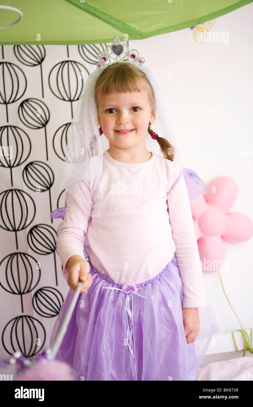 Girl in her bedroom dressed up as a Princess Stock Photo - Alamy