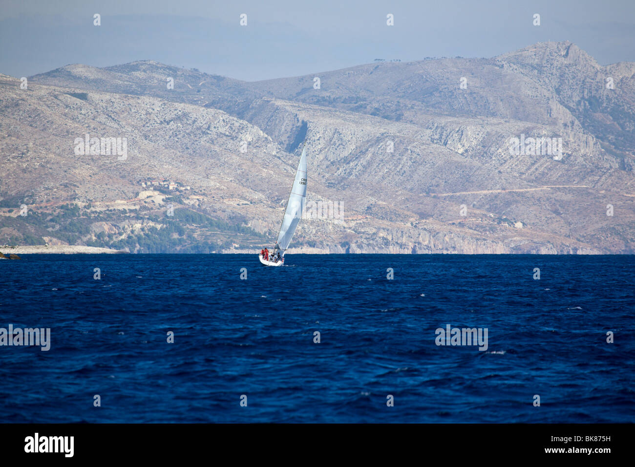 Sailing in the Adriatic Sea off the Dalmatian coast Stock Photo