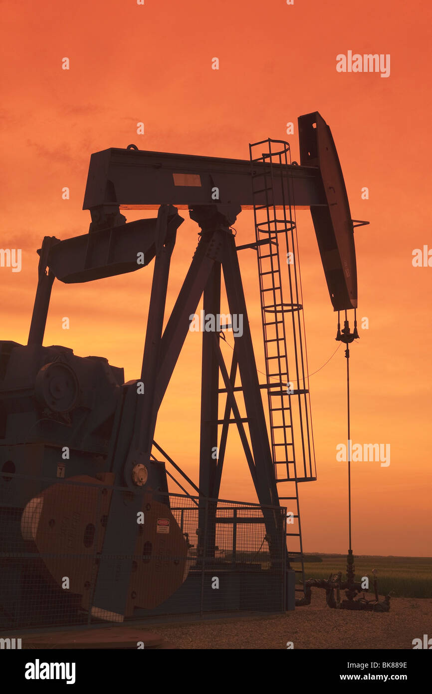 Pump Jack At Sunset Stock Photo Alamy