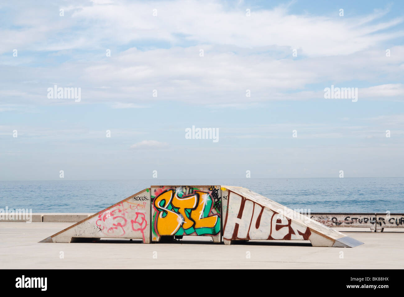 Skateboard park near sea in Las Palmas, Gran Canaria Stock Photo
