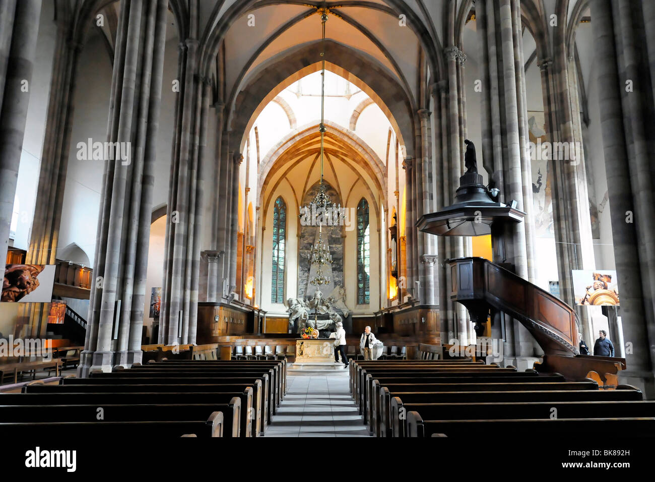 Interior, Saint-Thomas Church, Strasbourg, Alsace, France, Europe Stock Photo