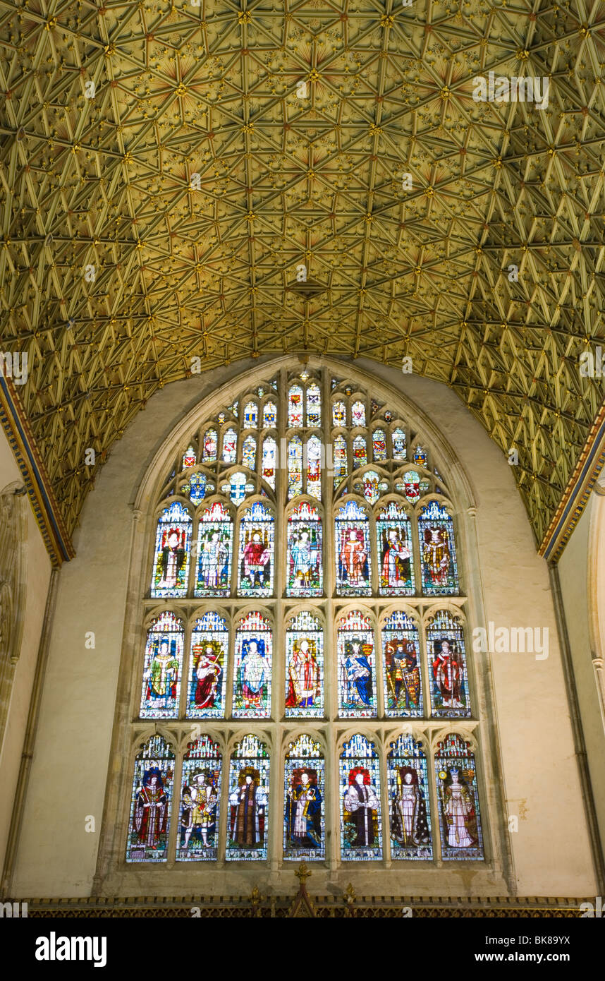 Stained glass windows inside the chapter house of Canterbury Cathedral