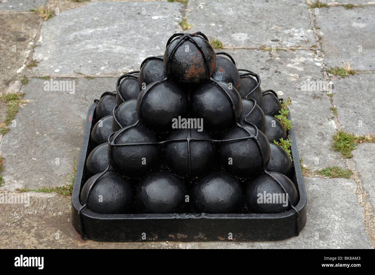 Old cannon balls on the roof of Walmer Castle, 1540, Walmer, Deal, Kent, England, United Kingdom, Europe Stock Photo