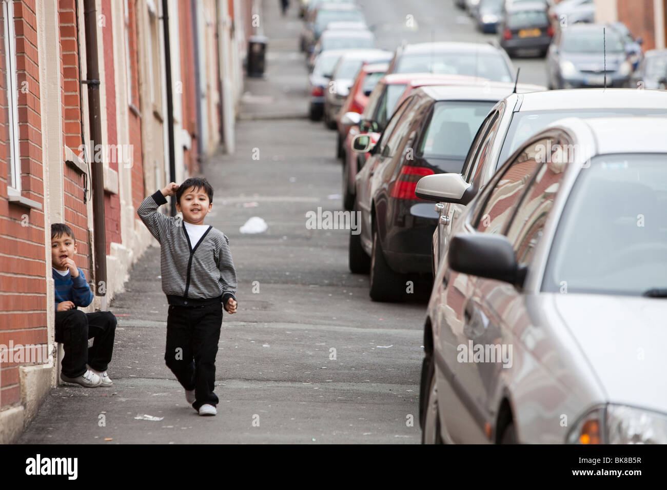 Asian children on Whalley Range, a muslim area of Blackburn, Lancashire, UK. Stock Photo