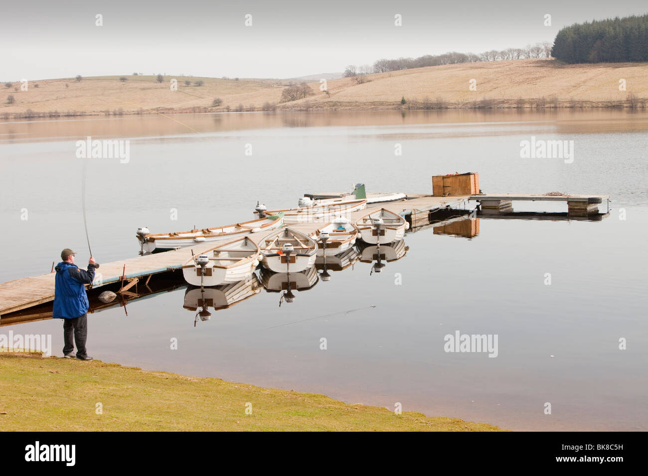 A fly fisherman at Stocks Reservoir in Lancashire, UK Stock Photo Alamy