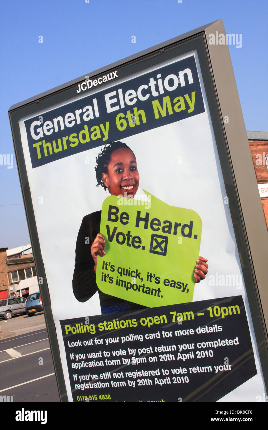 An advertisement on a U.K. street encouraging people to vote in the 2010 General Election. Stock Photo