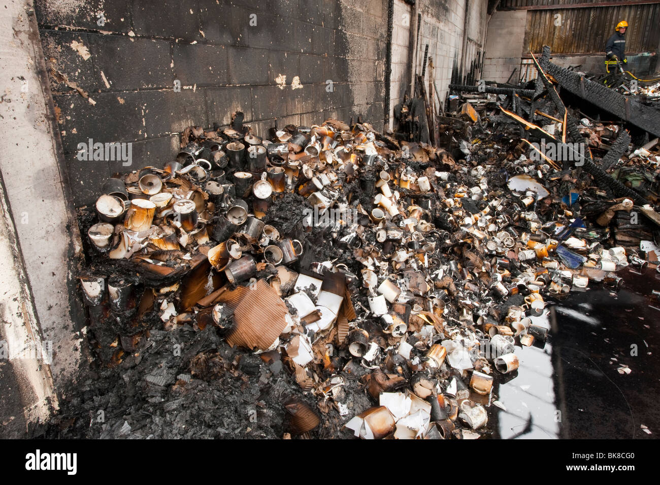 China mug factory destroyed by fire Stock Photo