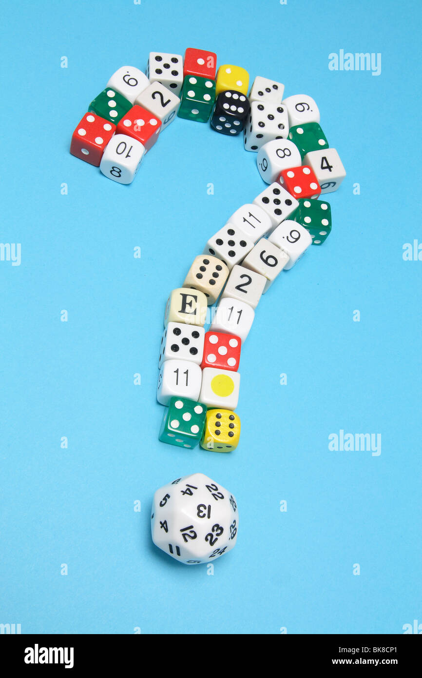 Dice question mark symbol isolated hires stock photography and images