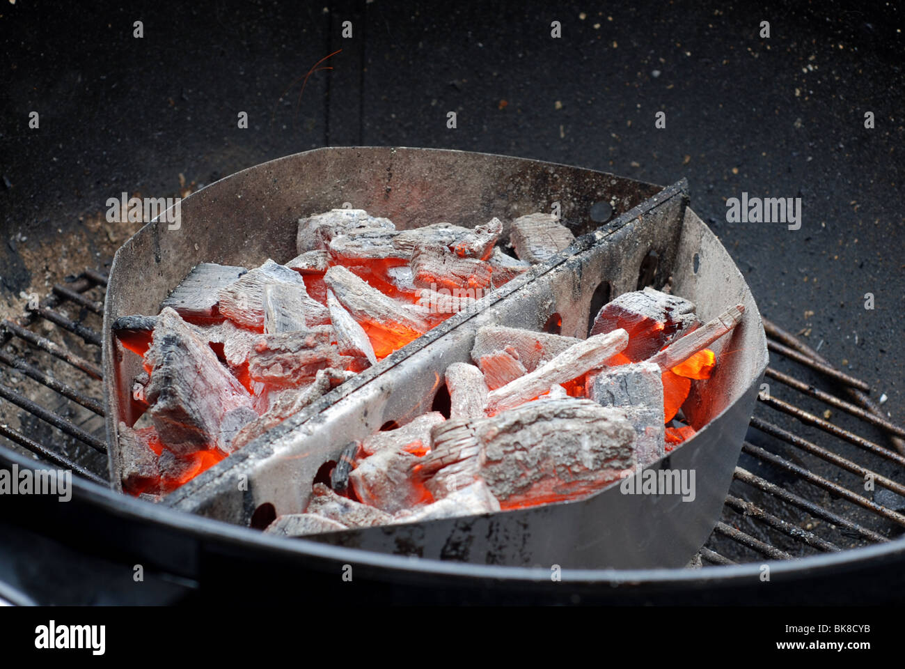 Burning charcoal in a grill Stock Photo Alamy