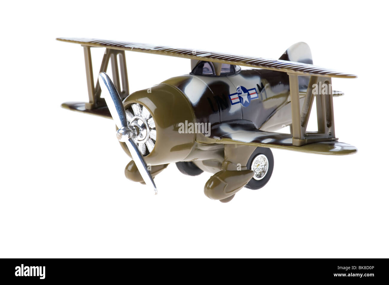 object on white - toy military airplane Stock Photo