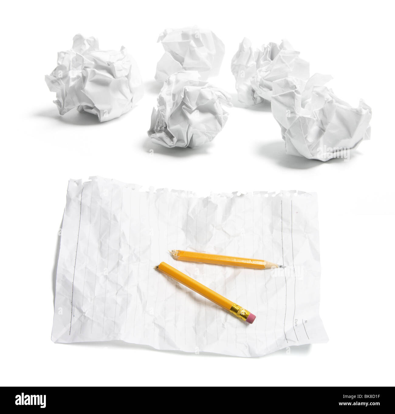 Broken pencil crumpled paper Cut Out Stock Images & Pictures - Alamy