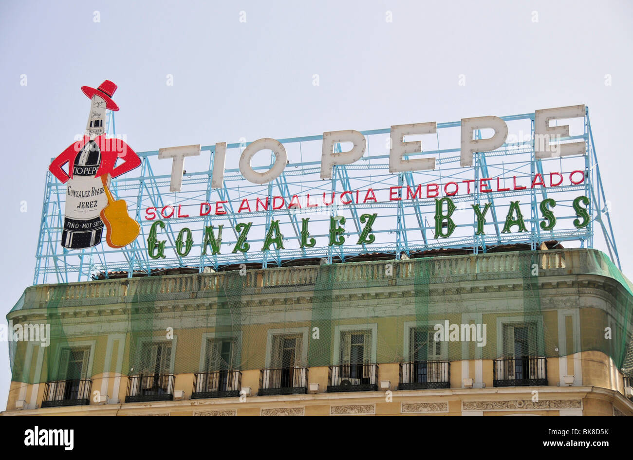 Tio Pepe Sherry, advertisement on a building in the Puerta del Sol, Madrid, Spain, Iberian Peninsula, Europe Stock Photo