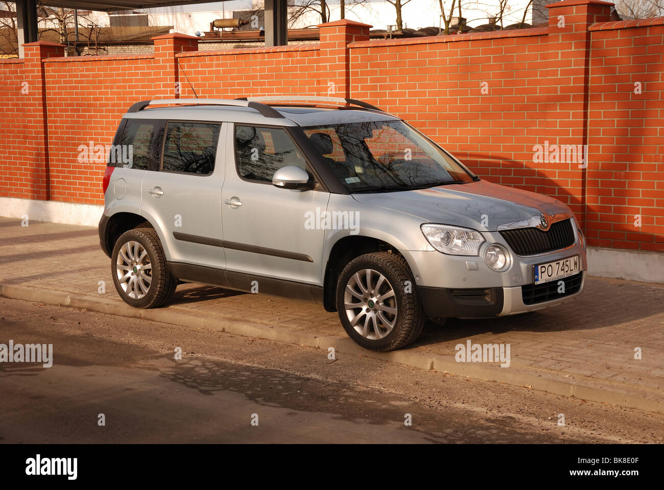 Skoda Yeti 2.0 TDI 4x4 - 2009 - light blue metallic - five doors (5D) - Czech compact SUV (Sport Utility Vehicle) - on sidewalk Stock Photo