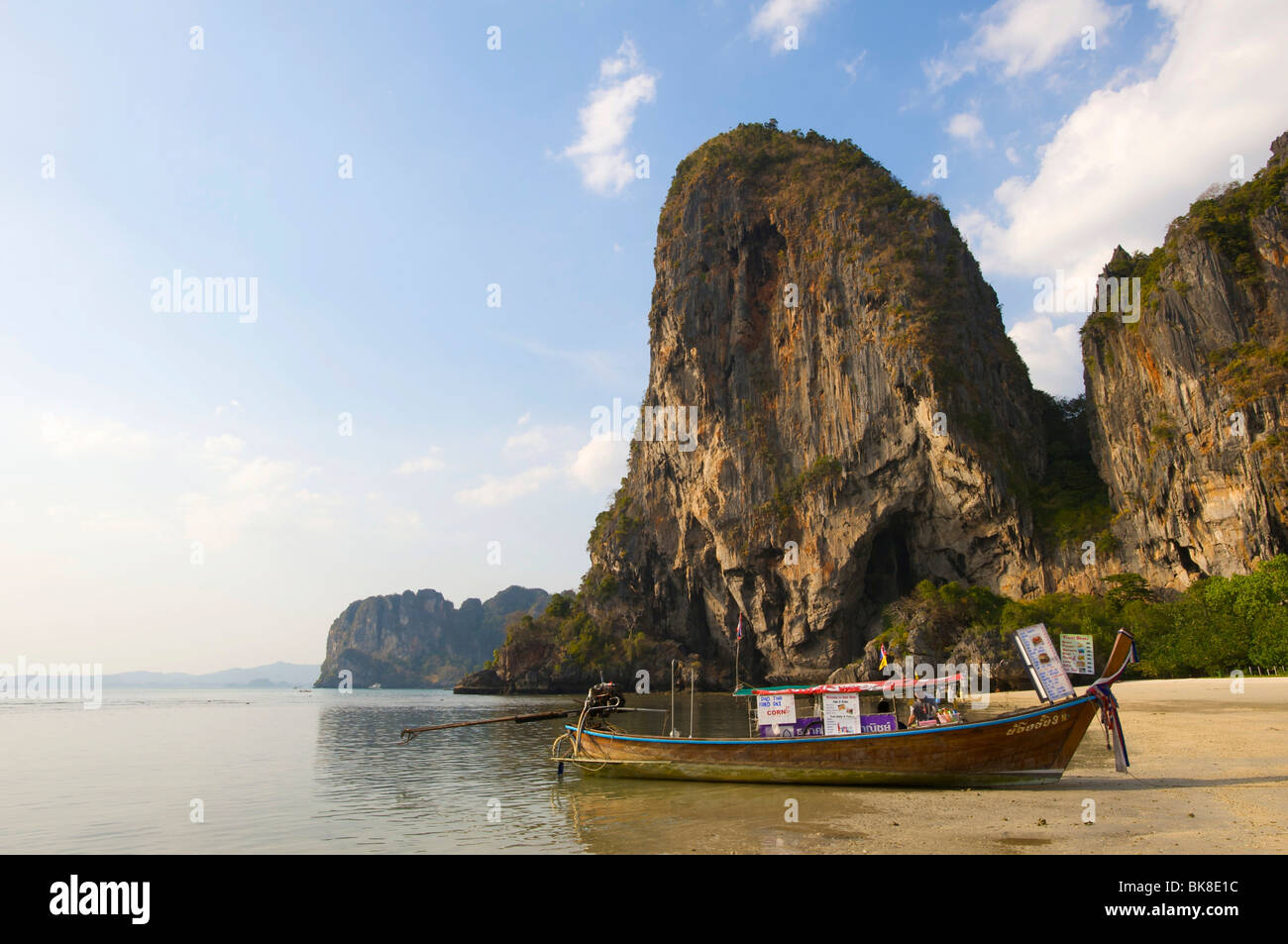 Long tail boats at Laem Phra Nang Beach, Krabi, Thailand, Asia Stock Photo