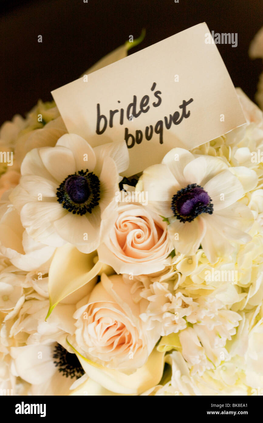 bride bouquet,  beautiful winter white flowers Stock Photo