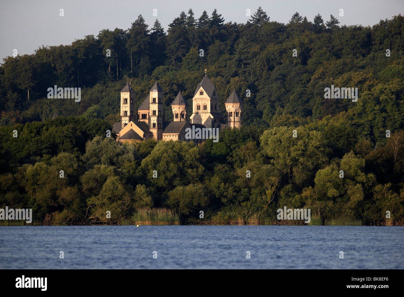 The abbey church of the Benedictine abbey of Maria Laach on the Laachersee lake, Maria Laach, Rhineland-Palatinate, Germany, Eu Stock Photo
