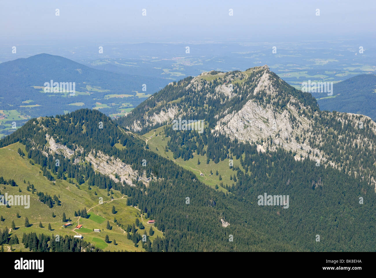 View from the summit of Wendelsteingipfel towards Breitenstein, Bayrischzell, Upper Bavaria, Bavaria, Germany, Europe Stock Photo