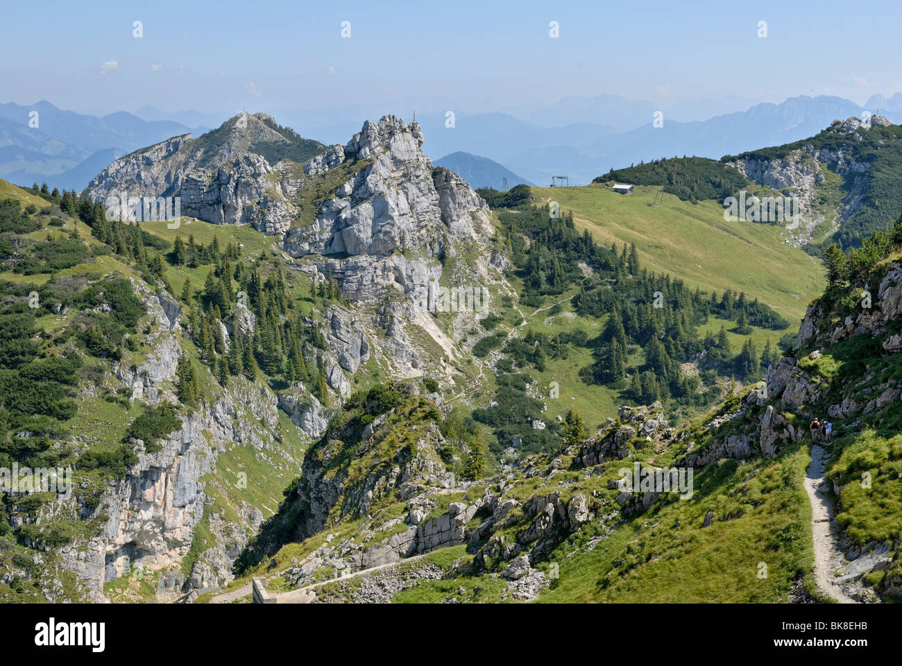 View from Wendelsteinhaus towards Soinwand and Lacherspitz mountains, Bayrischzell, Upper Bavaria, Bavaria, Germany, Europe Stock Photo