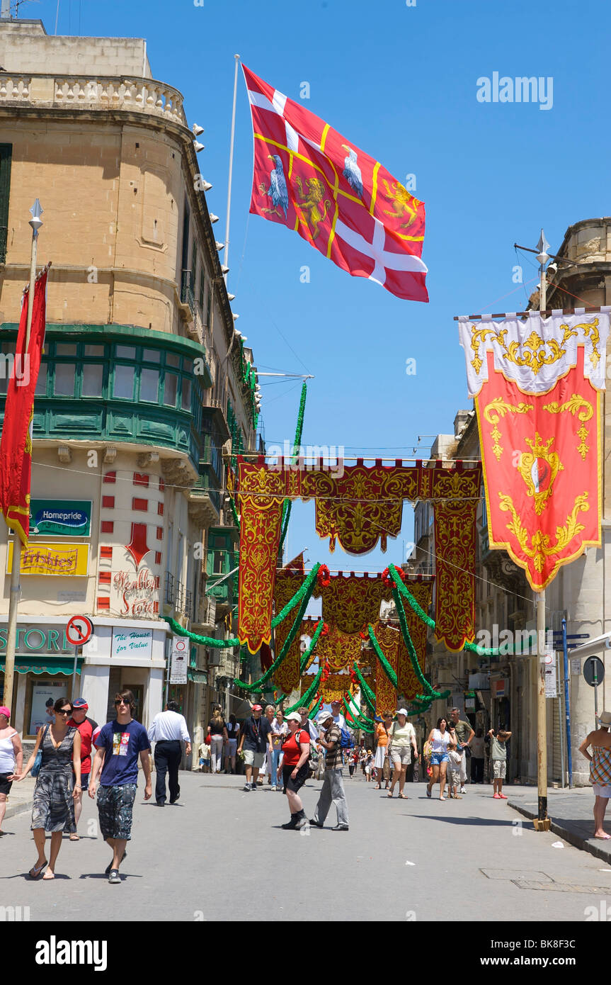 Shopping street in Valletta, Malta, Europe Stock Photo Alamy