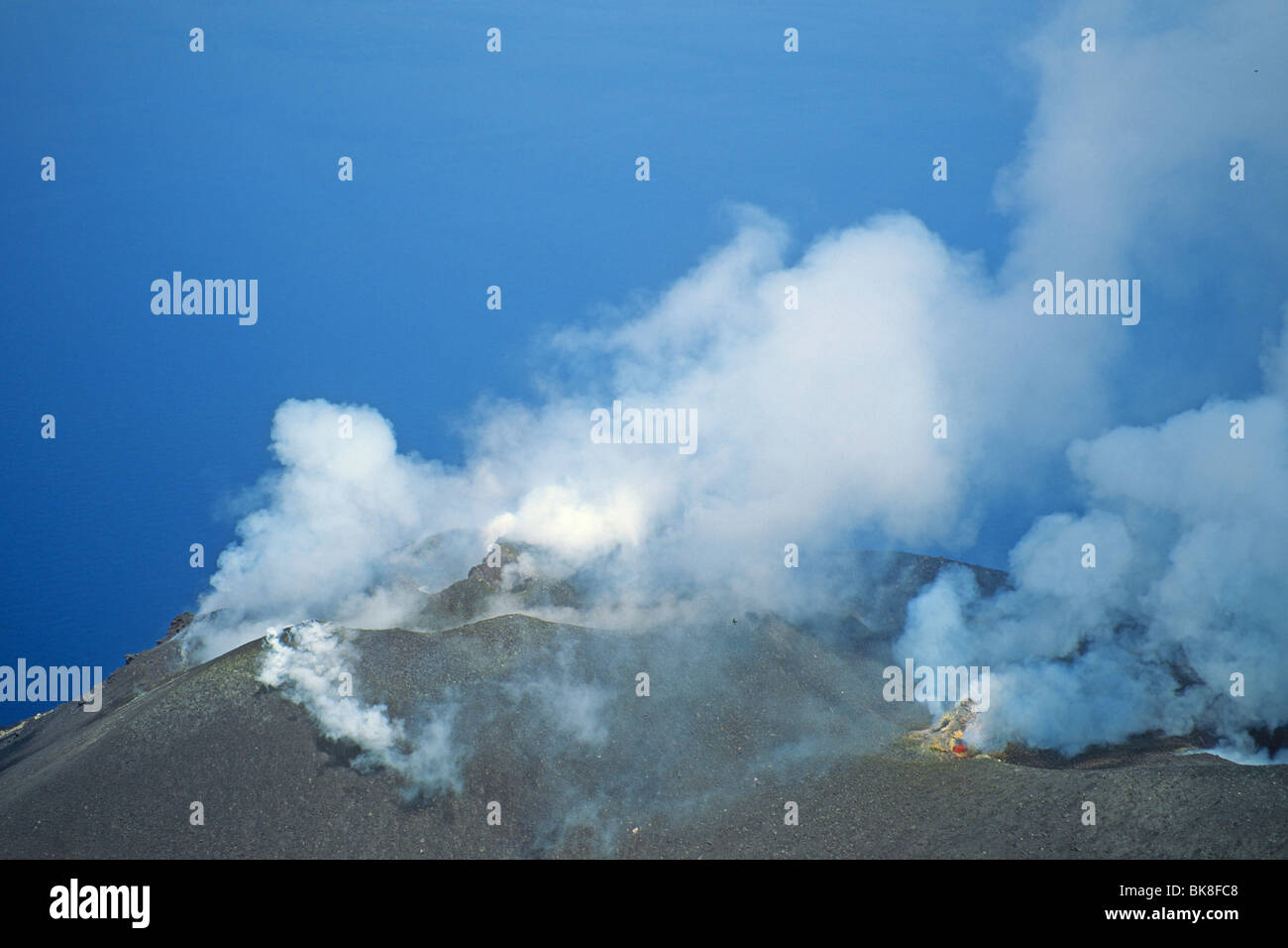 Volcanic landscape at the summit, Stromboli vulcano, Aeolian Islands, Italy, Europe Stock Photo
