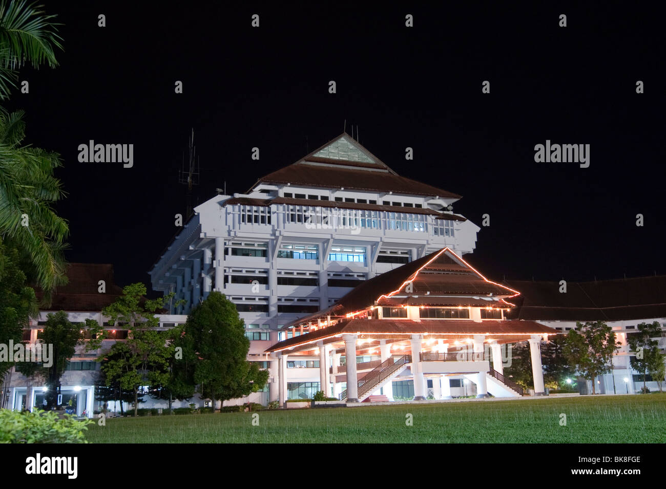 Governor's house at night, Manado, Sulawesi, Indonesia Stock Photo