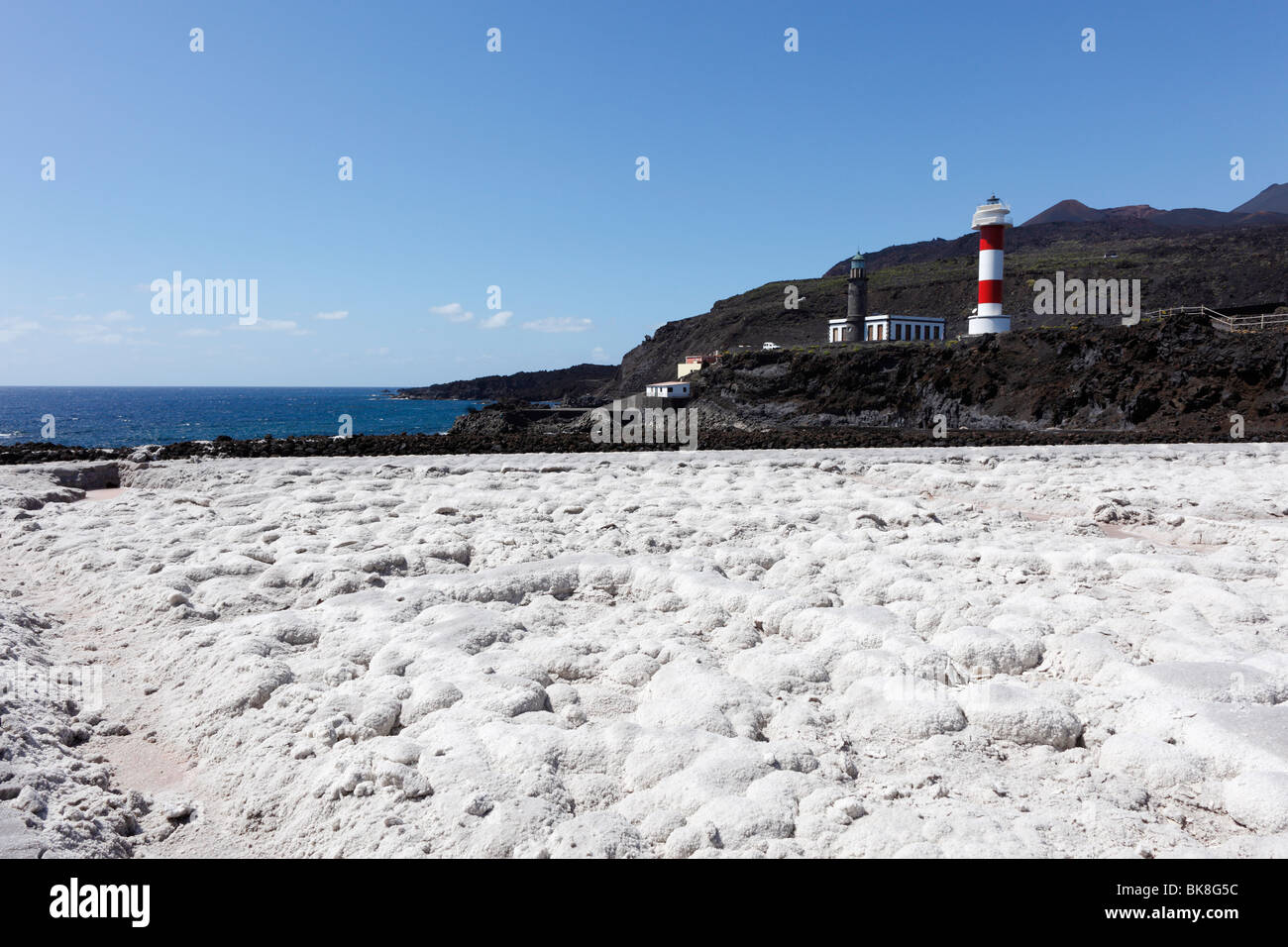 Teneguía Saline and lighthouses, old and new, Faro de Fuencaliente, La Palma, Canary Islands, Spain, Europe Stock Photo