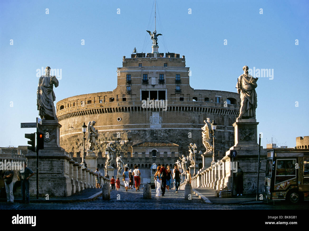 Castel Sant'Angelo, Mausoleum of Hadrian, Ponte Sant'Angelo, Rome, Lazio, Italy, Europe Stock Photo