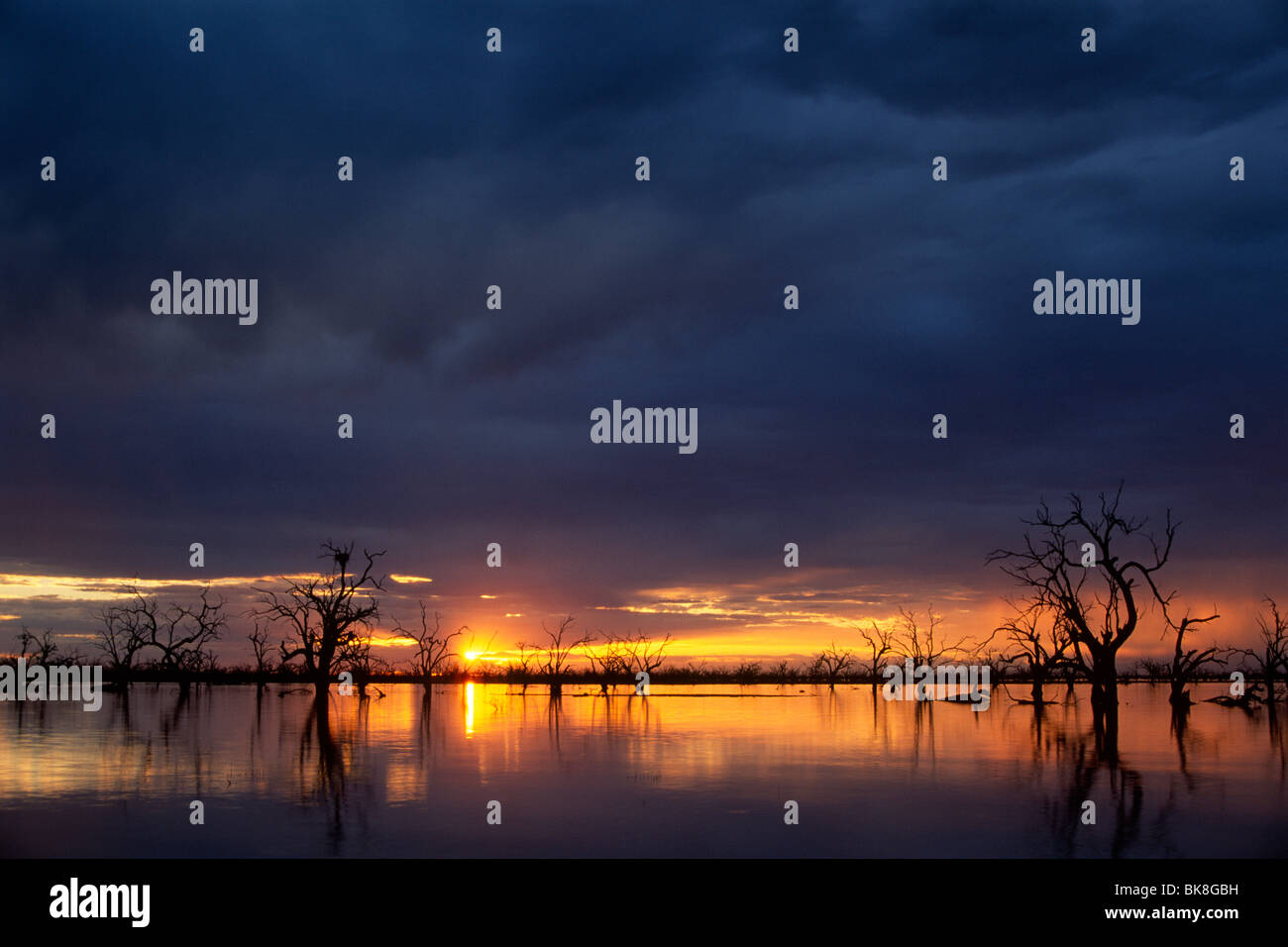 Sunset at Lake Menindee, Kinchega National Park, New South Wales, Australia Stock Photo