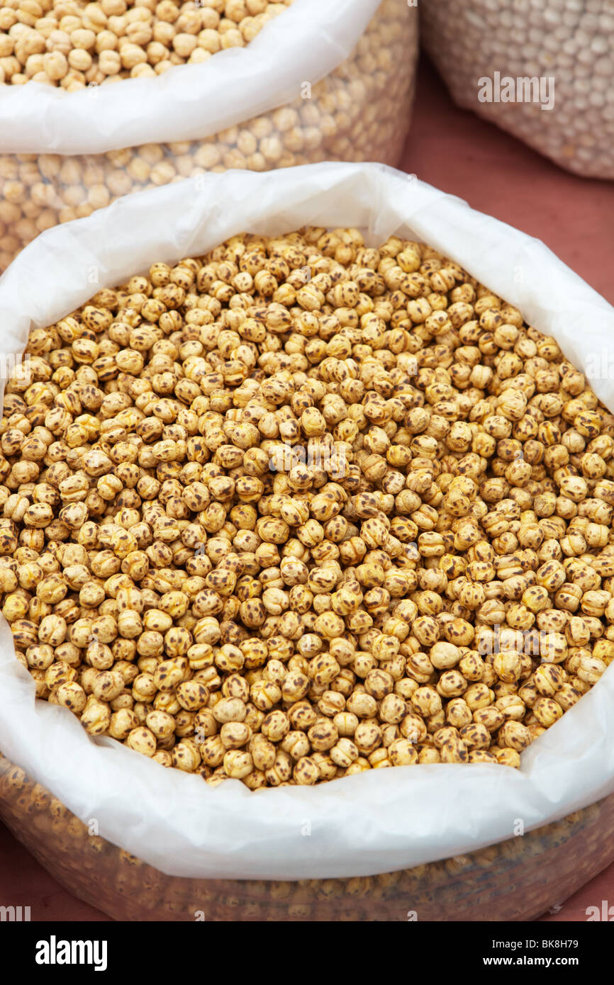 Double Roasted Chickpeas and Garbanzo beans in bags of dry produce