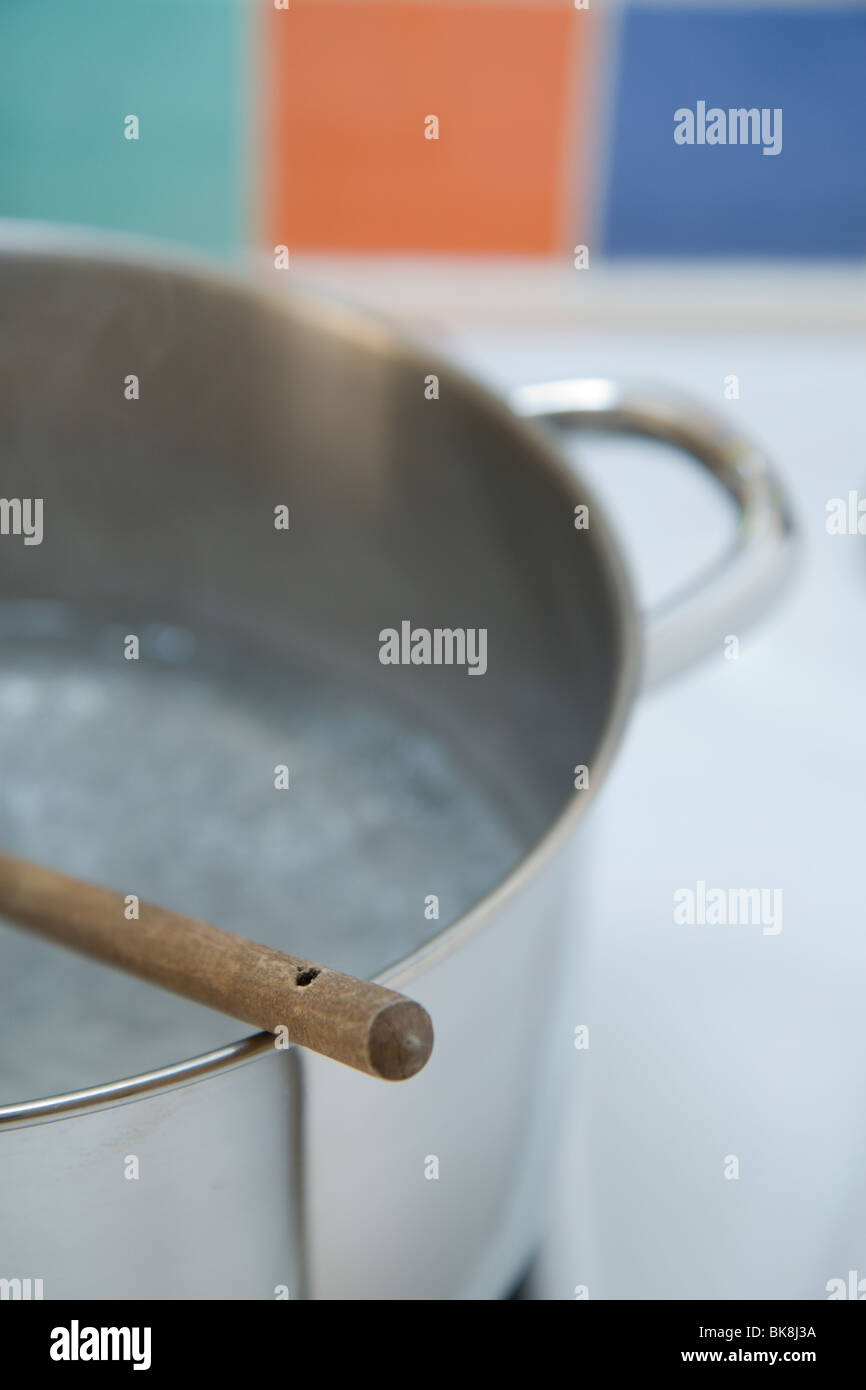 Boiling water in a steamer Stock Photo