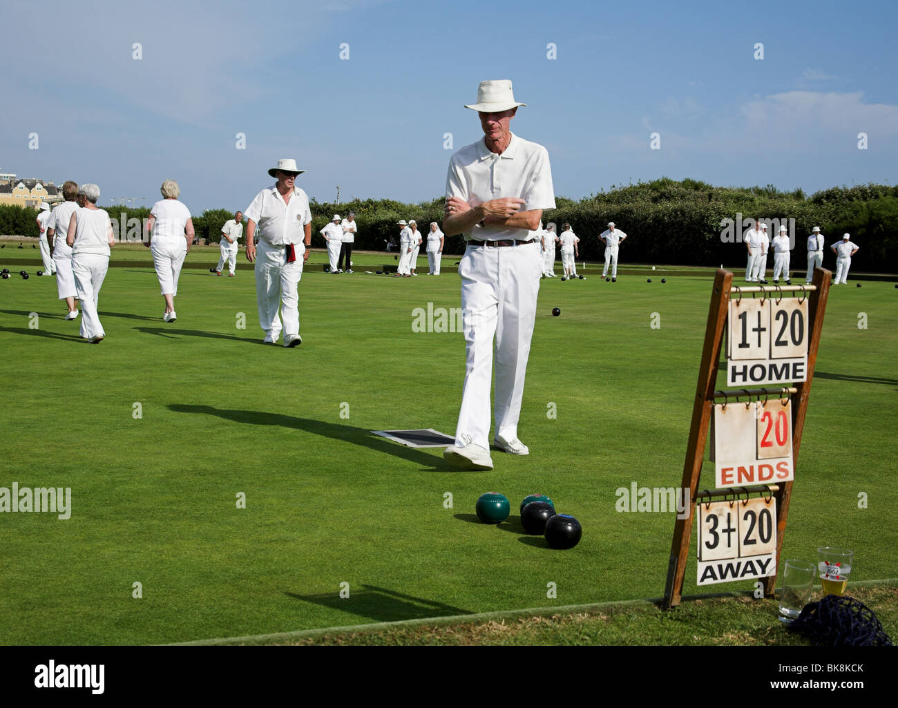 Bowls players on Hove seafront. Stock Photo
