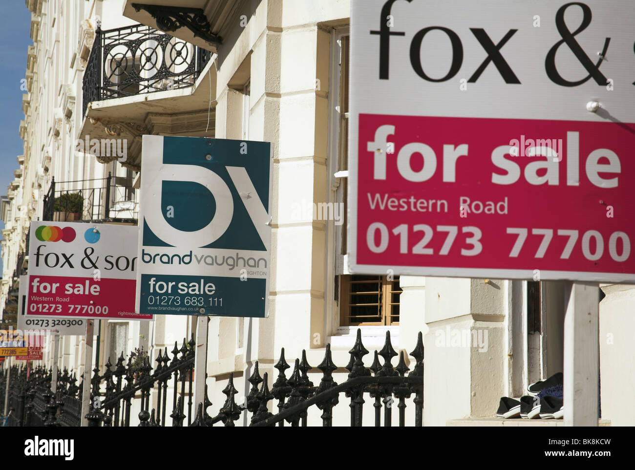 Estate Agents property For Sale boards in Hove, East Sussex Stock Photo