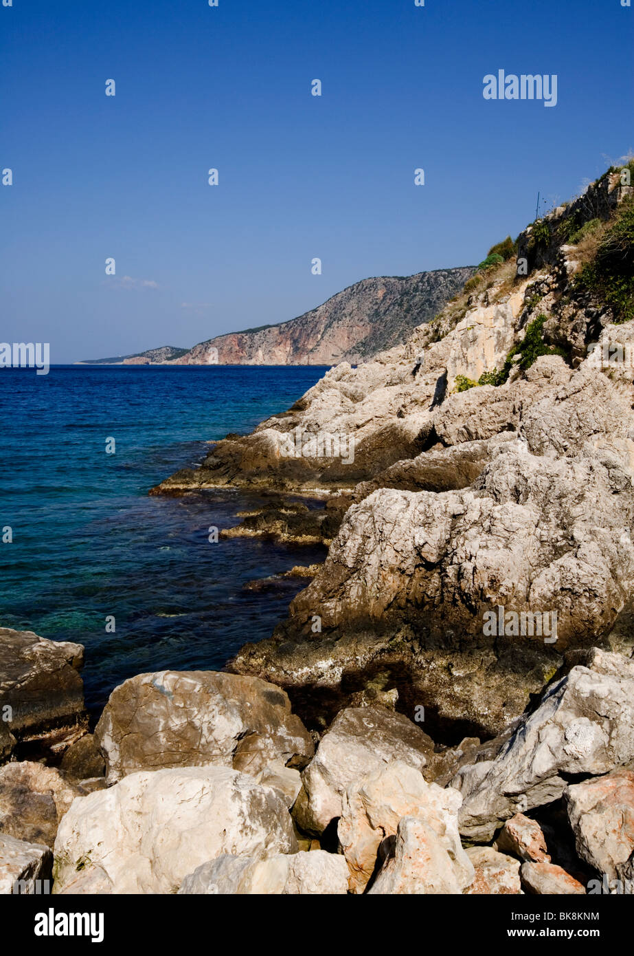 Assos, Kefalonia - one of the prettiest coastal areas in Greece Stock Photo