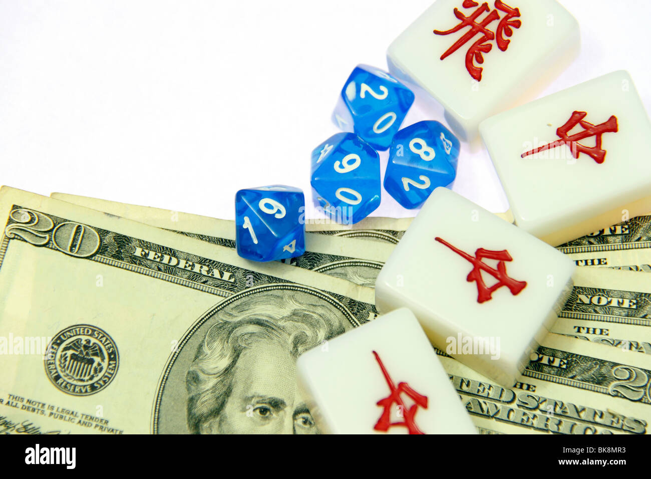 A game of Mah-jong with US currency Stock Photo