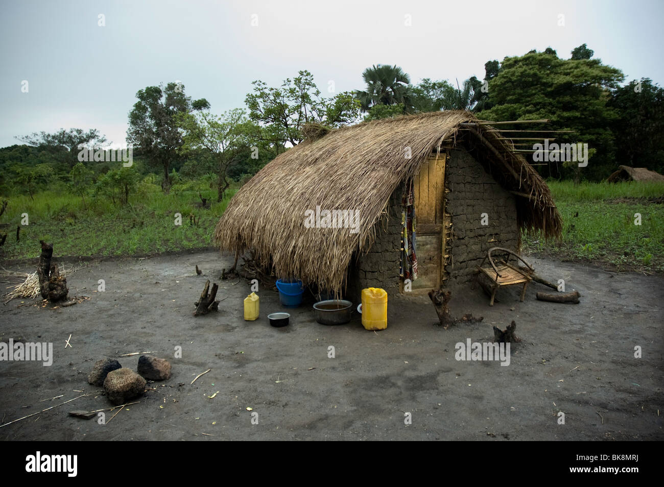 Deserted hut after inhabitants fled the LRA guerilla. Stock Photo