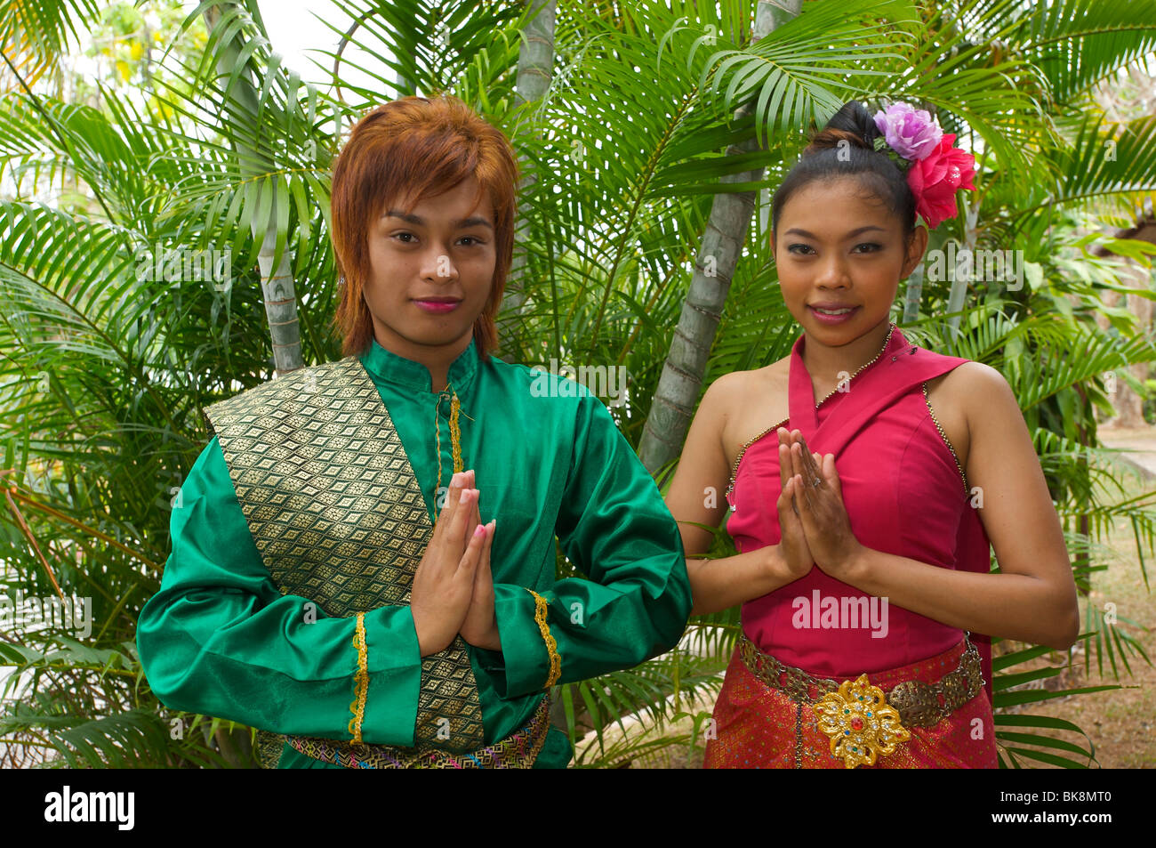 Typical local greeting, Thailand, Asia Stock Photo