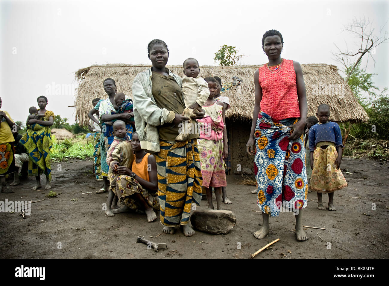 Internally displaced people who fled the LRA guerilla in Haut Uele, Northern Congo Stock Photo