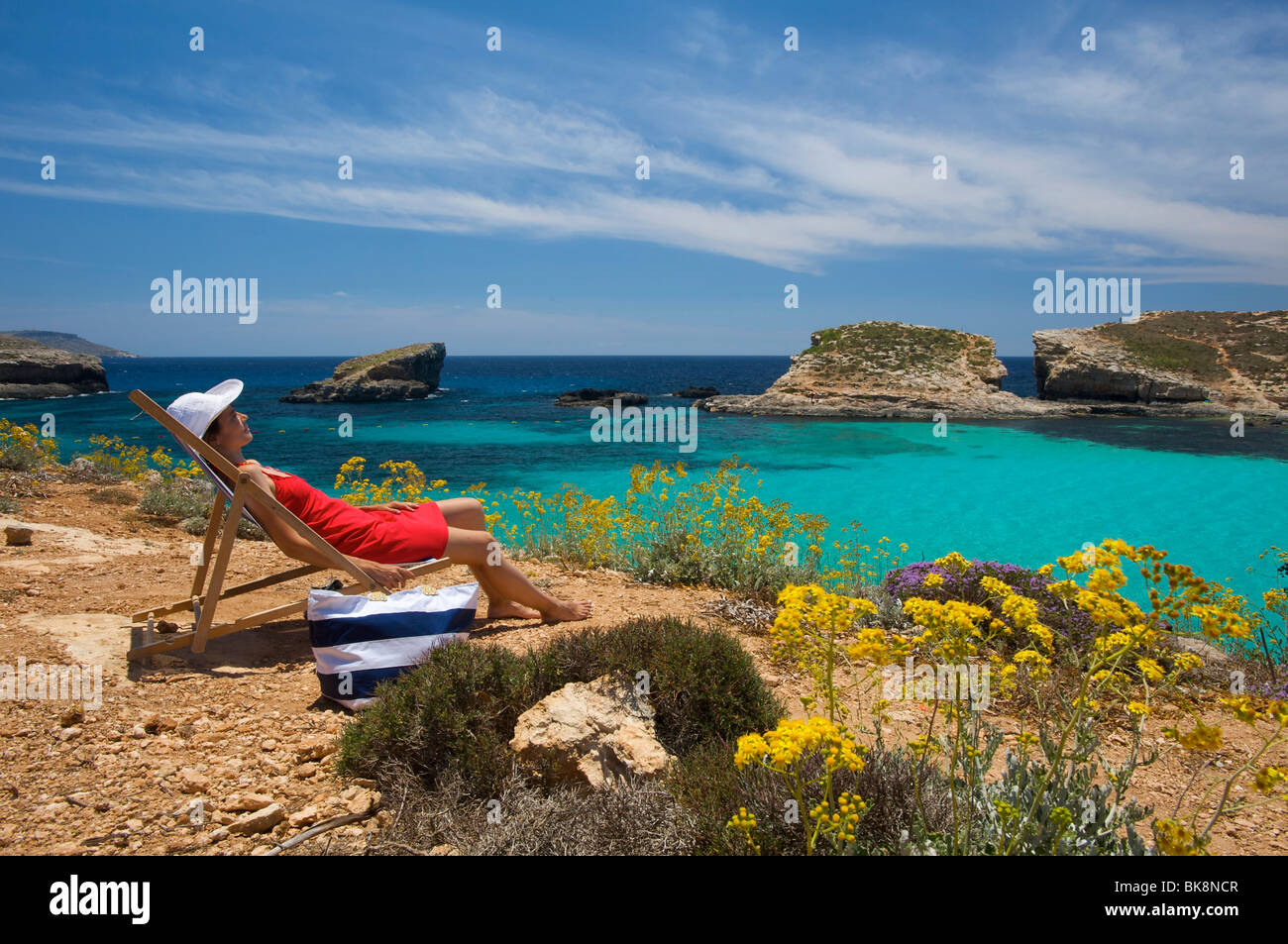 Blue Lagoon of Comino, Malta, Europe Stock Photo