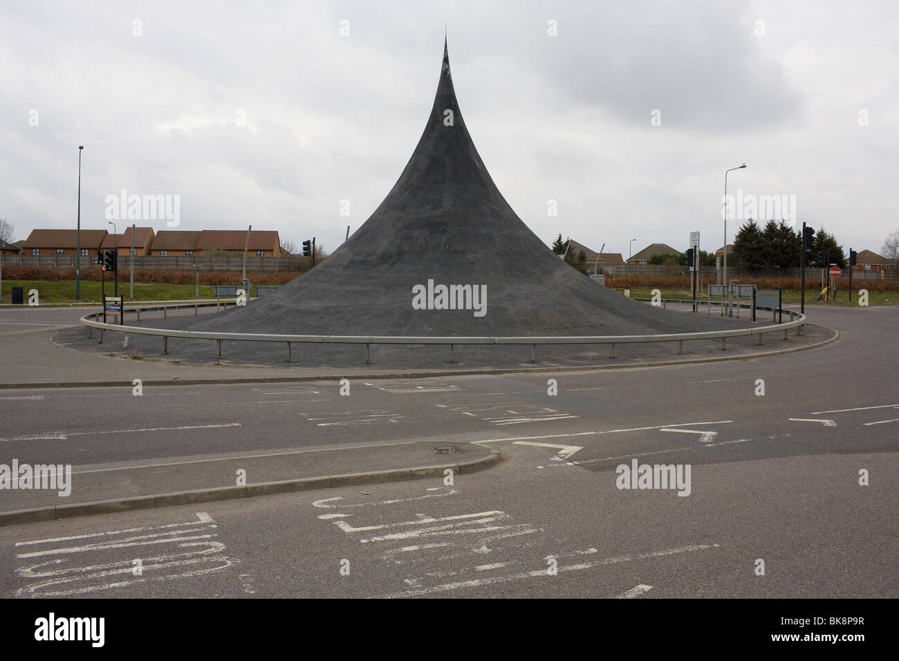 A sculpture in the middle of a roundabout in Dagenham, East London
