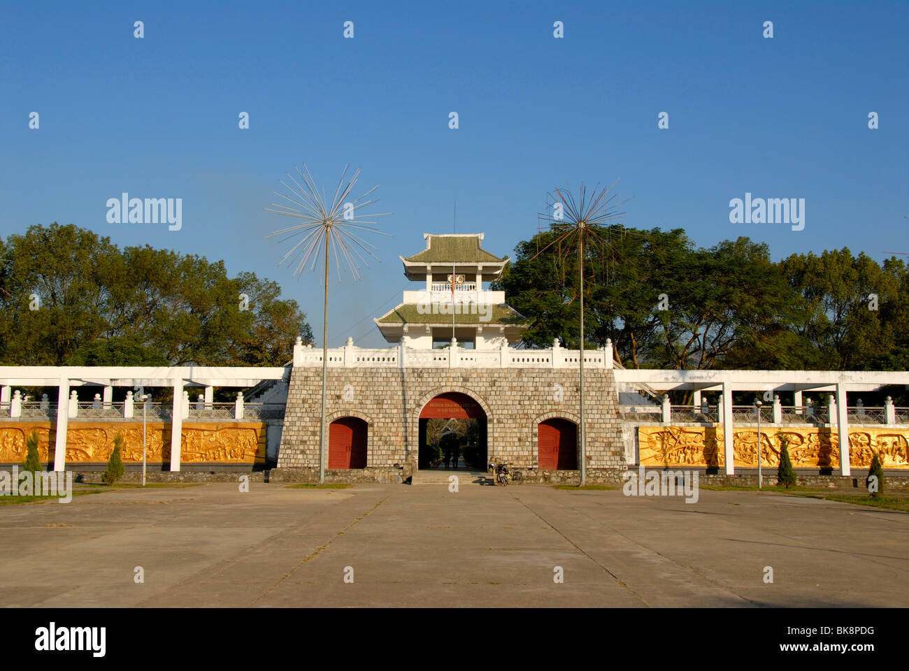 First Indochina War 1954, entrance to the cemetery of the fallen soldiers of the Viet Minh, Dien Bien Phu, Vietnam, Southeast A Stock Photo