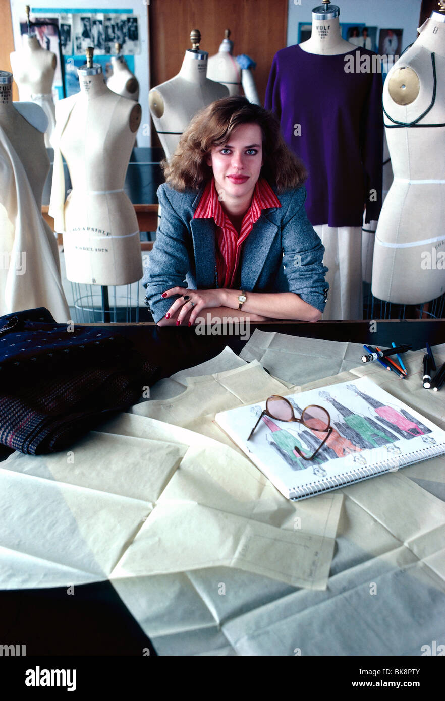 Environmental portrait of young fashion designer in her studio at the Moore College of Art, Philadelphia, Pennsylvania, USA Stock Photo
