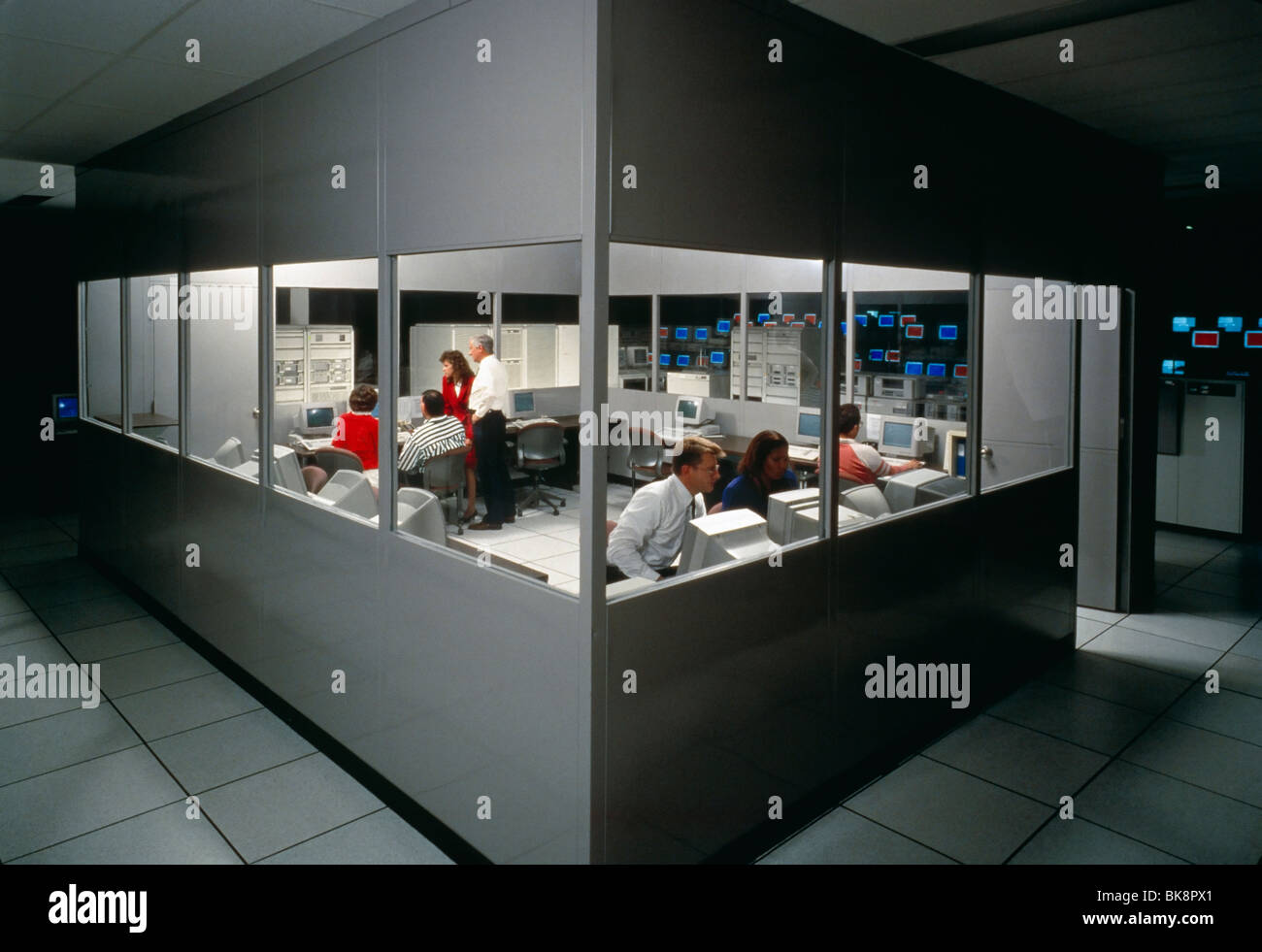 Benchmark & validation laboratory to test computer system interoperabilty at a major computer manufacturer's plant. Stock Photo
